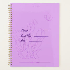 Agenda Livro de Contorno de Flor Capa Roxa