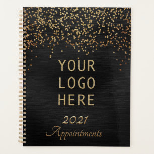 Agenda Livro de nomeação do logotipo Dourado Elegante p