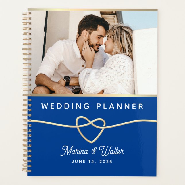 Agenda Livro de planejamento de casamento com foto azul (Frente)