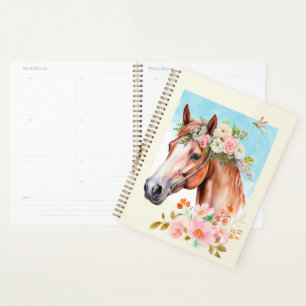 Agenda Livro do Planador Espiral de Cavalos e Flores de A