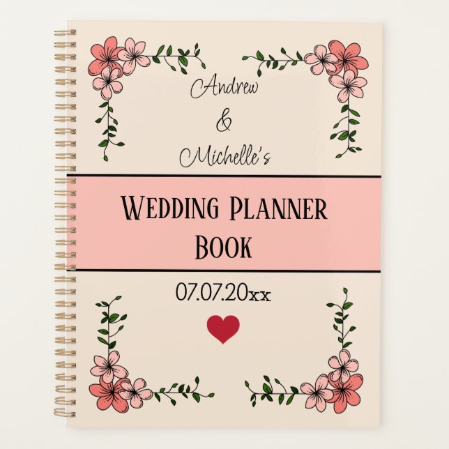 Agenda Livro do Planeador de Casamento Floral Personaliza (Frente)