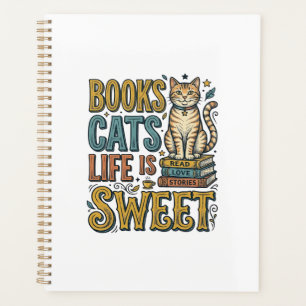 Agenda Livros Gatos A Vida É Doce Design Para Leitor de G