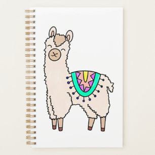 Agenda llama alpaca de desenho animado sorridente e feliz