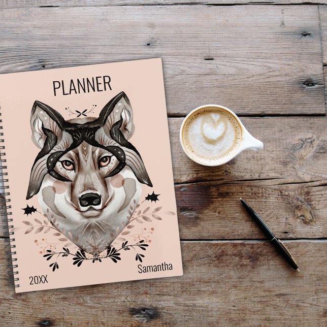 Agenda Lobo Aquarela Personalizado (Criador carregado)