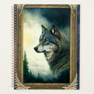Agenda Lobo de Ilustração Digital Assombrante