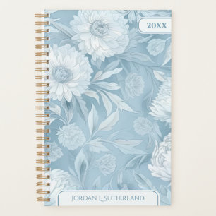 Agenda Logo Personalizado Floral de Aquarela Azul Bonito