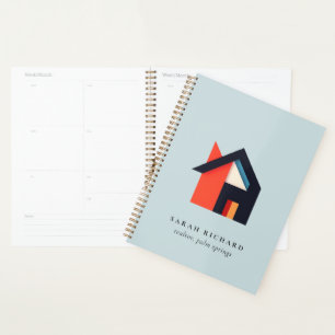 Agenda Logotipo Colorido Moderno de Casa Realtor Azul Ver