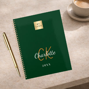 Agenda Logotipo comercial do monograma verde Emerald 2026