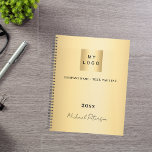 Agenda Logotipo comercial - dourado - script de nome eleg<br><div class="desc">Um na moda,  clássico,  falsa ouro,  que parece um fundo. Personalize e adicione o logotipo da sua empresa,  texto,  ano e nome pessoal. Letras negras. Se desejar sem texto,  use sua chave de espaço traseiro para excluí-la.</div>