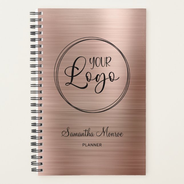 Agenda Logotipo comercial Faux Rosa Gold Foil Work (Frente)