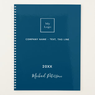 Agenda Logótipo comercial monograma elegante branco azul