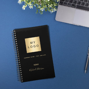 Agenda Logótipo comercial ouro preto monograma elegante 2