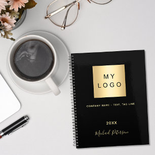 Agenda Logótipo comercial ouro preto monograma elegante 2