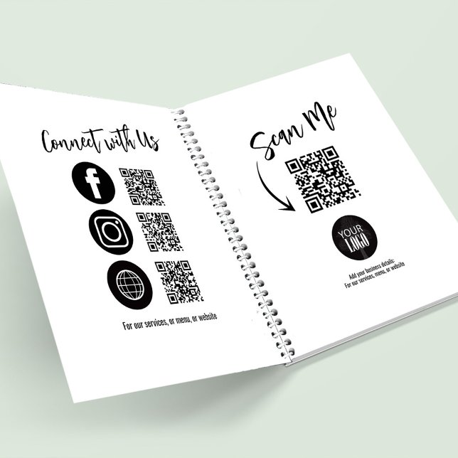 Agenda Logotipo comercial simples Código QR Mídia social (add your logo business journal with social media icons and QR codes. )