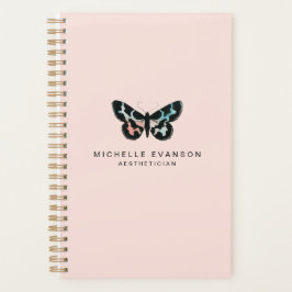 Agenda Logotipo da borboleta cor-de-água rosa bonito