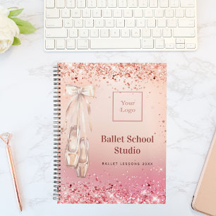 Agenda logotipo da escola de dança dançarina cor-de-rosa-
