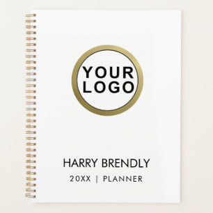 Agenda Logotipo de empresa Preto Branco 2024 Planner