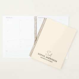 Agenda Logotipo de Monograma Moderno Creme Negócios Profi