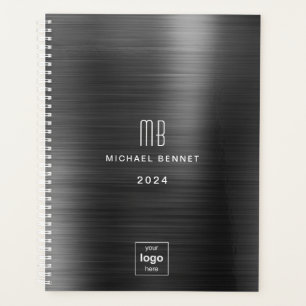 Agenda Logotipo de Negócios Preto Elegante 2024 