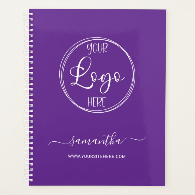 Agenda Logotipo de negócios real personalizado, roxo e br (Frente)
