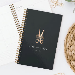 Agenda Logotipo de Salão de Tesoura Floral Elegante de Co