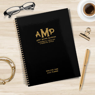 Agenda Logotipo Dourado 3 letras preto da empresa persona