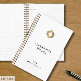 Agenda Logotipo Dourado branco Elegante