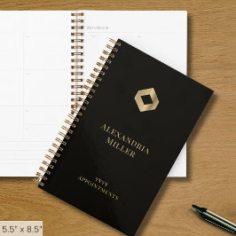 Agenda Logotipo Dourado preto Elegante