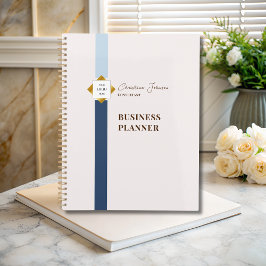 Agenda Logotipo Dourado Trendy Blue Stripes