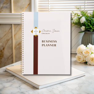 Agenda Logotipo Dourado Trendy Brown Stripes