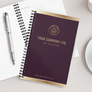 Agenda Logotipo Elegante Borgonha Vermelha Dourada