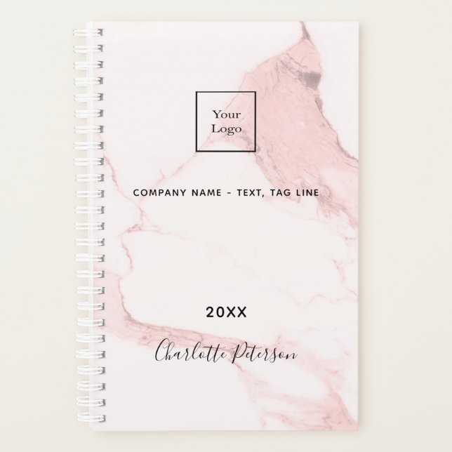 Agenda Logotipo elegante de mármore cor-de-rosa esmagado (Frente)