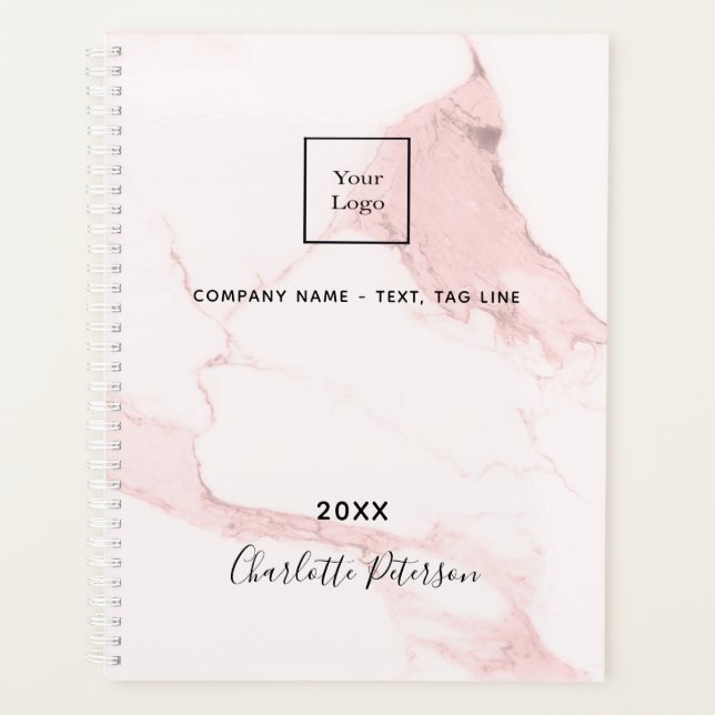 Agenda Logotipo elegante de mármore cor-de-rosa esmagado (Frente)
