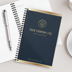 Agenda Logotipo Elegante Marinho azul Dourado