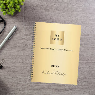 Agenda Logotipo empresarial dourado nome elegante script 