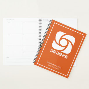 Agenda Logotipo Empresarial Laranja Personalizado 2027 Em