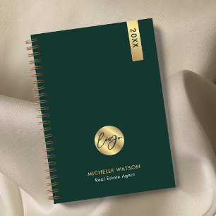 Agenda Logotipo empresarial verde e Dourado da Elegante 2