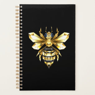 Agenda Logotipo Faux Gold Foil Polygonal da Abelha em Pre