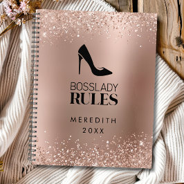 Agenda Logotipo Lady Stiletto do chefe Dourado rosa