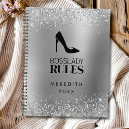 Agenda Logotipo Lady Stiletto do Chefe Glitter Silver