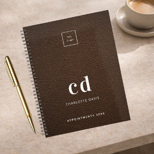 Agenda Logotipo marrom monograma iniciais