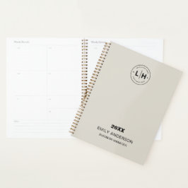 Agenda Logotipo Personalizado Corporativo QR Neutro Bege