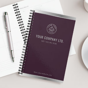 Agenda Logotipo Personalizado Elegante Burgundy Red Silve