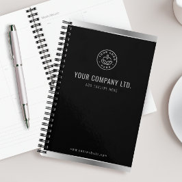 Agenda Logotipo Personalizado Elegante Preto Prata