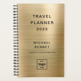 Agenda Logotipo Personalizado Monogramado Ouro Viagem