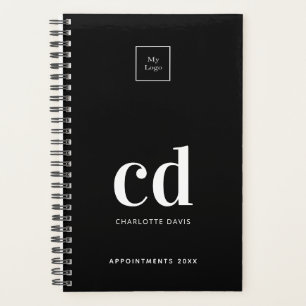 Agenda Logotipo preto branco monograma iniciais negócios