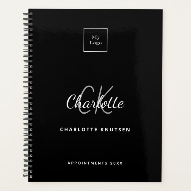 Agenda Logotipo preto monograma iniciais (Frente)