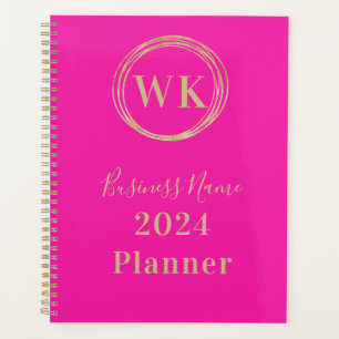 Agenda Logotipo rosa do Monograma Empresa Dourada 2024