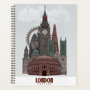 Agenda Londres em Nuvens Vermelho e Verde