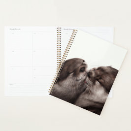 Agenda Lontras se Beijando - Arte de Vida Selvagem Pintad